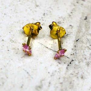 925 Sterling Silver Pink Marquise Gold Earrings
